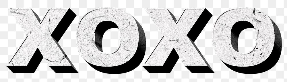 Xoxo gray png 3D trendy word textured font typography