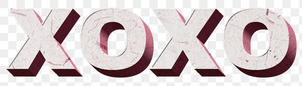 3D Xoxo png pink word paper font typography