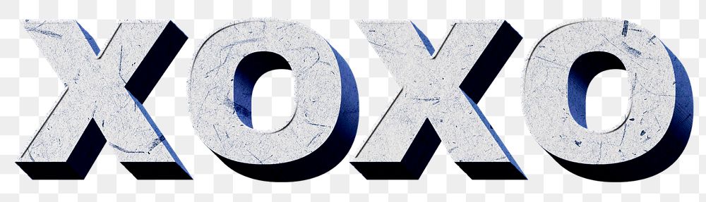 Png blue Xoxo 3D word paper texture font typography
