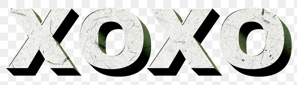 Green Xoxo png vintage 3D paper font word