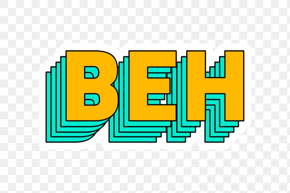 Beh retro layered sticker png typography