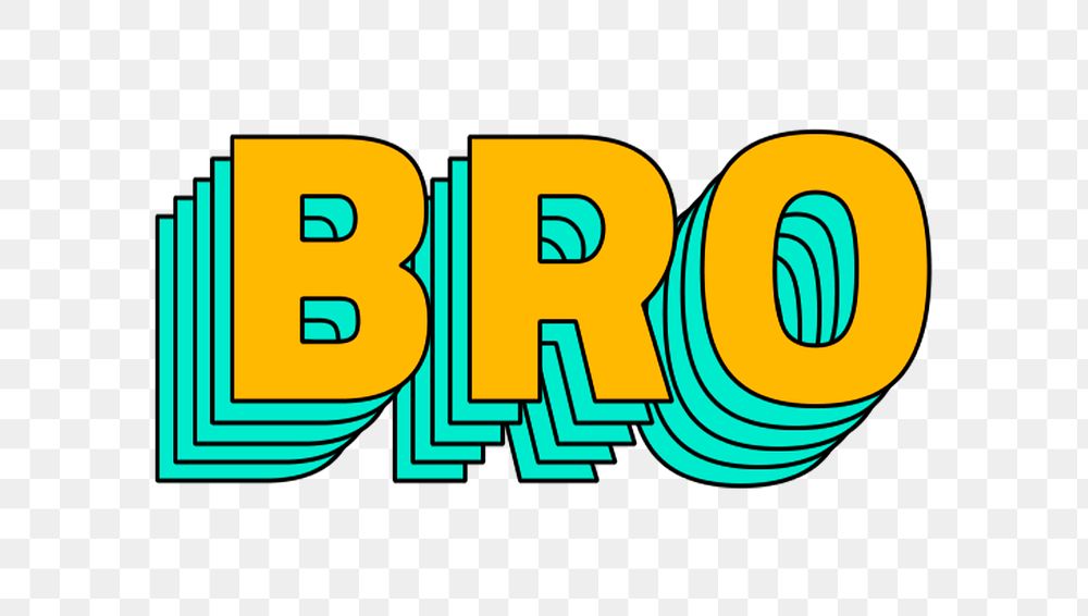 Bro png retro layered typography