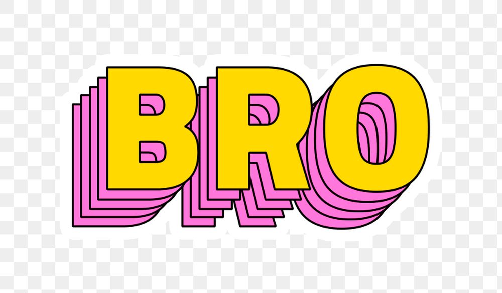 Bro png sticker retro layered word