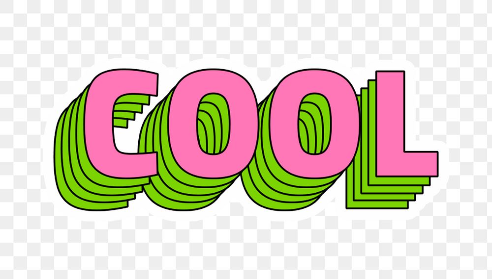 Cool png sticker retro layered typography