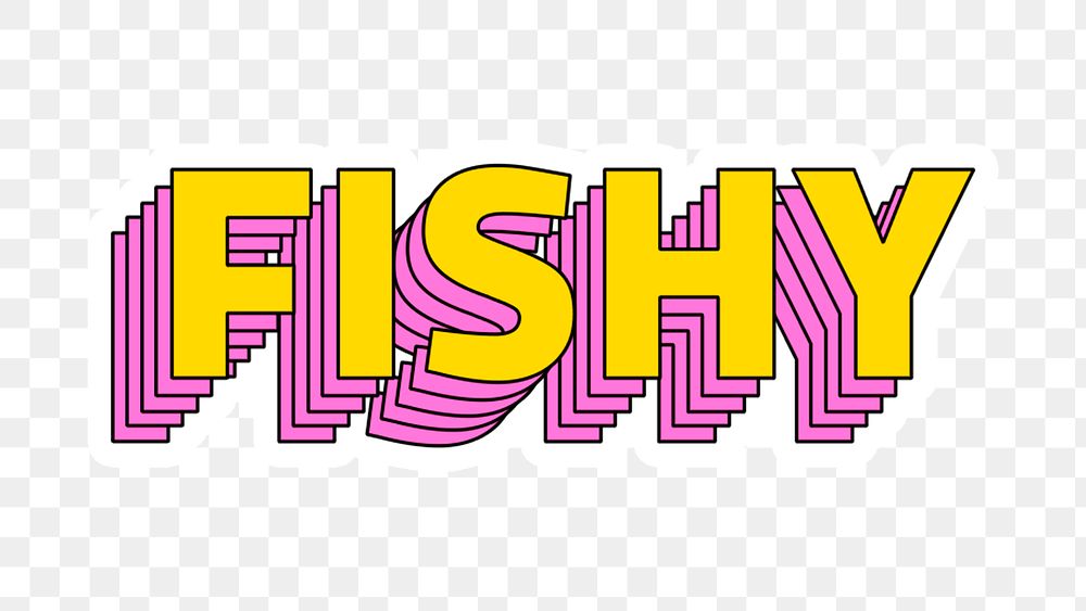 Fishy png sticker retro layered typography
