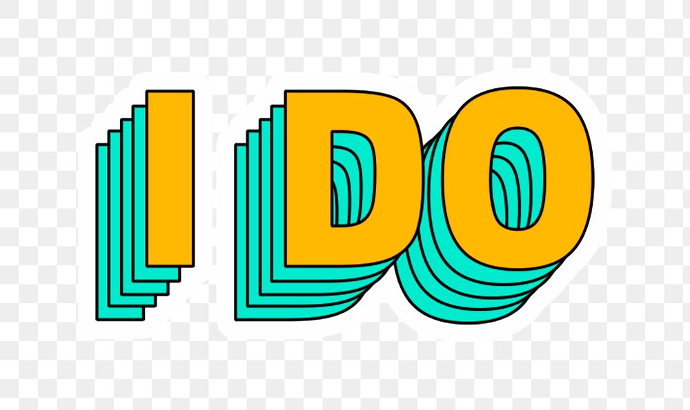 I do png sticker layered typography retro style