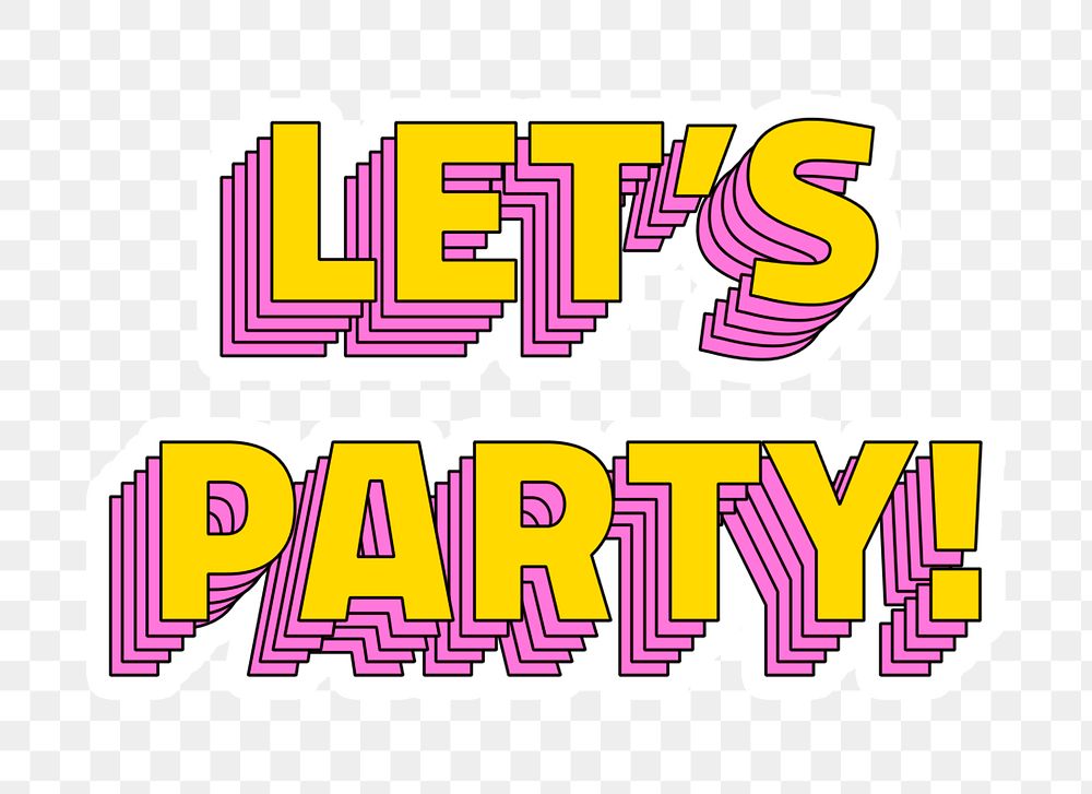 Png let's party! sticker retro multilayered