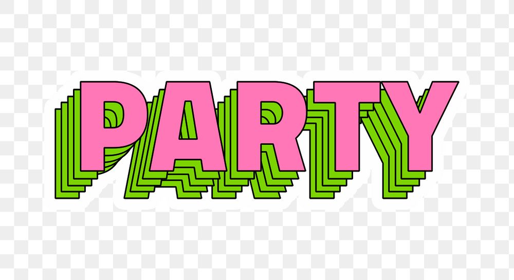 Party png sticker retro layered typography