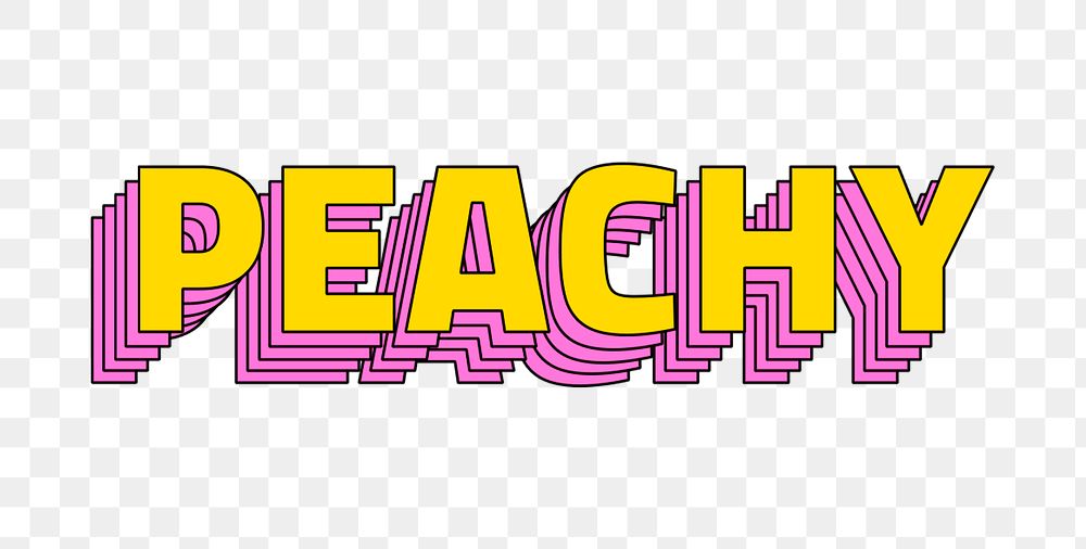 Retro multilayered peachy png word art