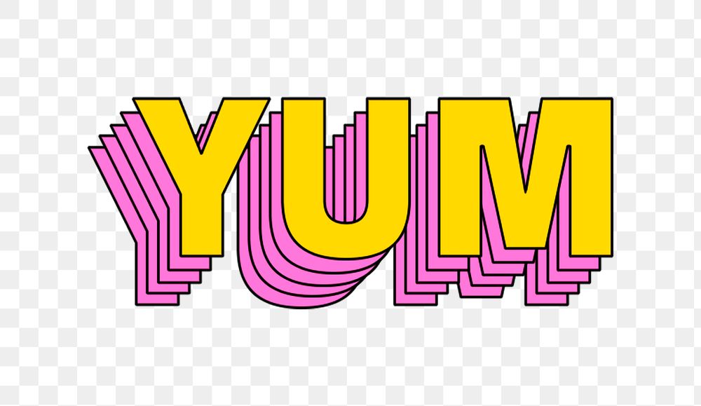 Yum png retro layered typography | Premium PNG Sticker - rawpixel