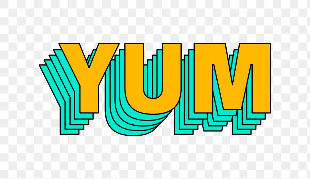 Retro multilayered yum png typeface