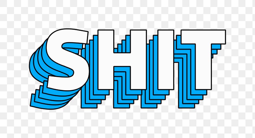 Png retro multilayered shit word art