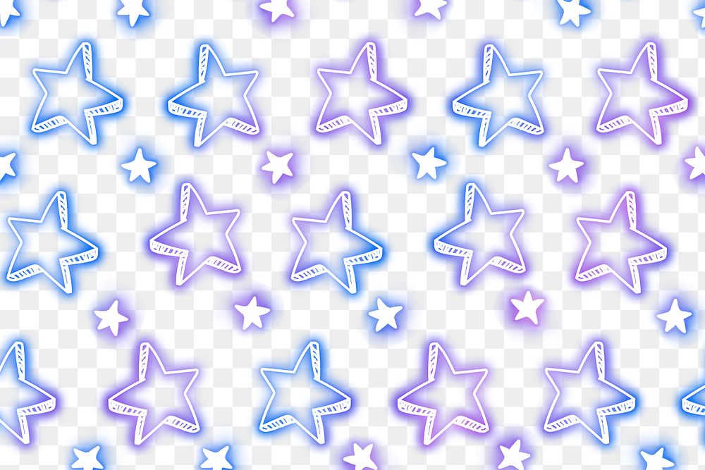 Neon doodle star pattern png background
