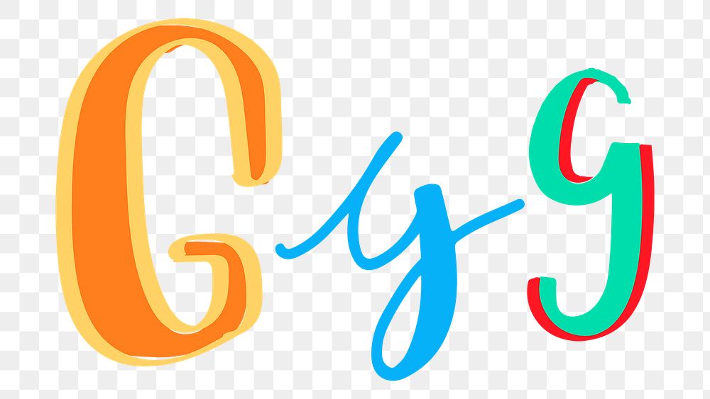 Letter G hand drawn typography png set