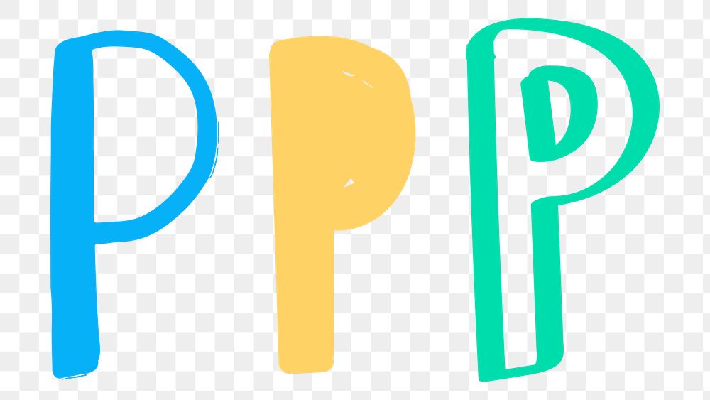 Png letter P hand drawn typography set