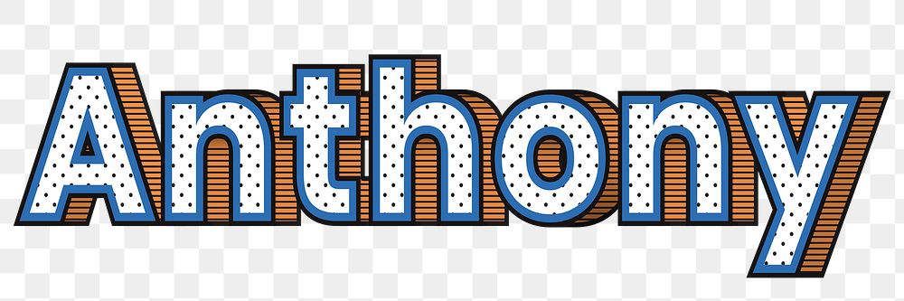 Anthony male name png retro polka dot lettering