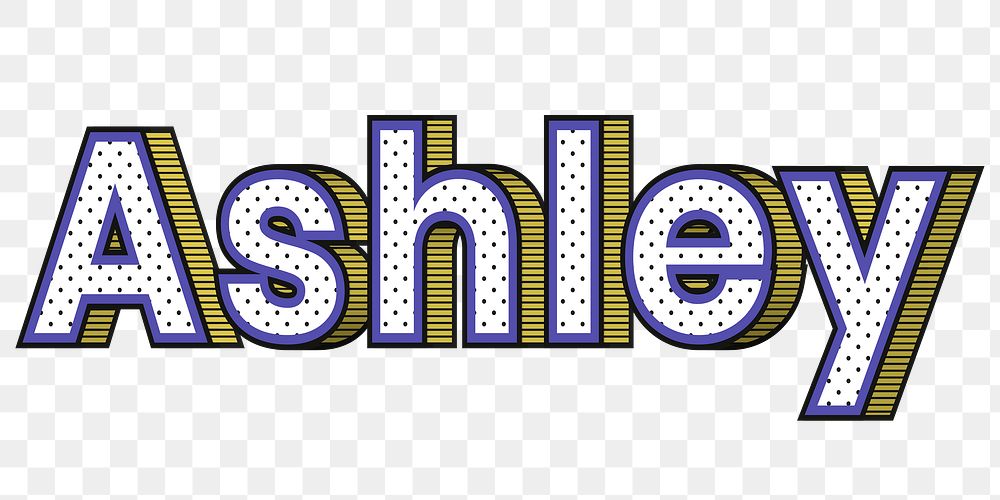 Ashley name png halftone shadow style typography