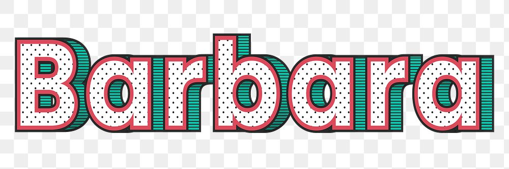 Barbara female name png retro polka dot lettering