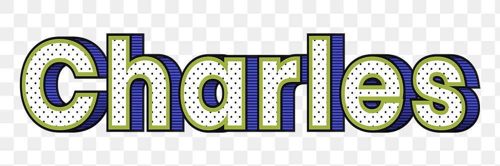 Charles name png halftone shadow style typography