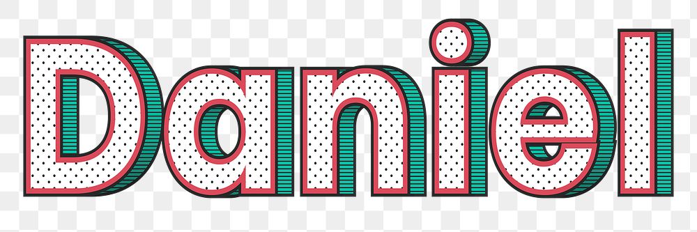 Daniel male name png retro polka dot lettering