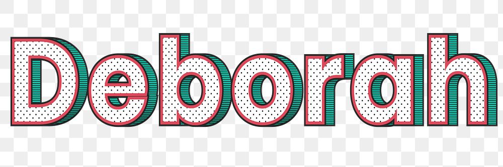 Polka dot Deborah png name typography retro