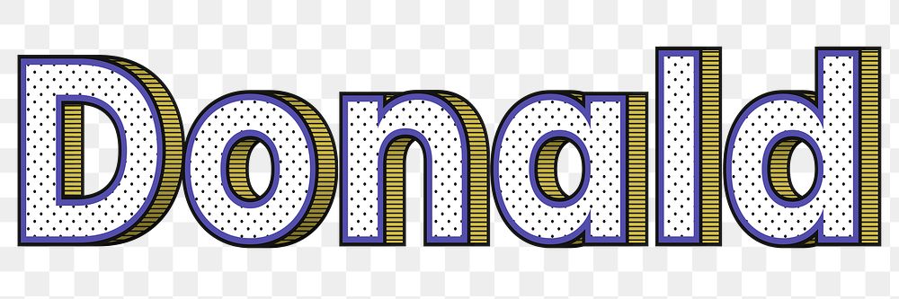 Donald name png halftone shadow style typography