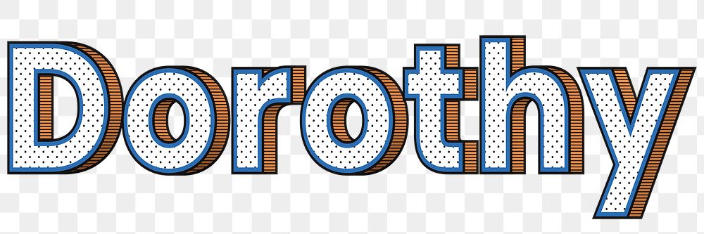 Dorothy female name png retro polka dot lettering