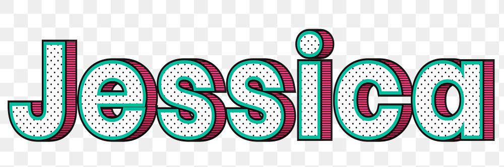 Dotted Jessica female name png retro
