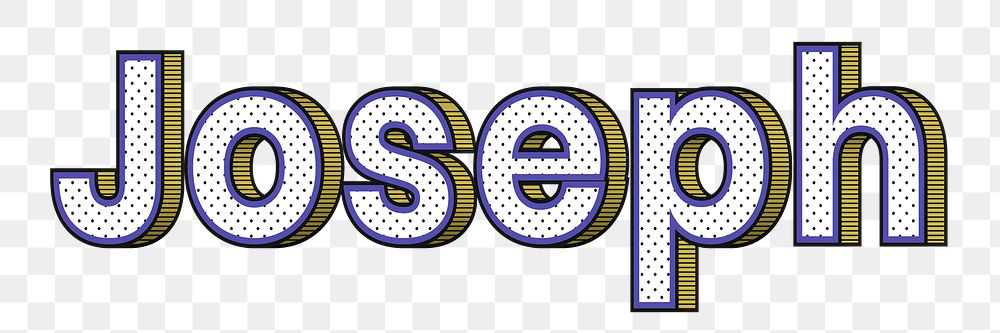 Joseph name png retro dotted style design