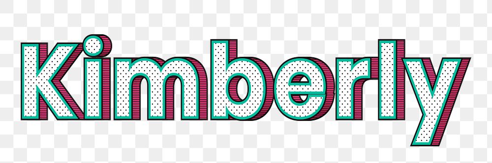 Kimberly female name png retro polka dot lettering