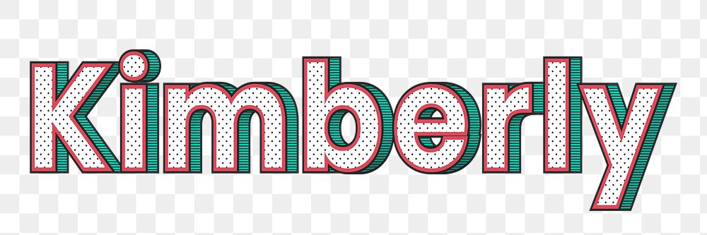 Polka dot Kimberly png name typography retro