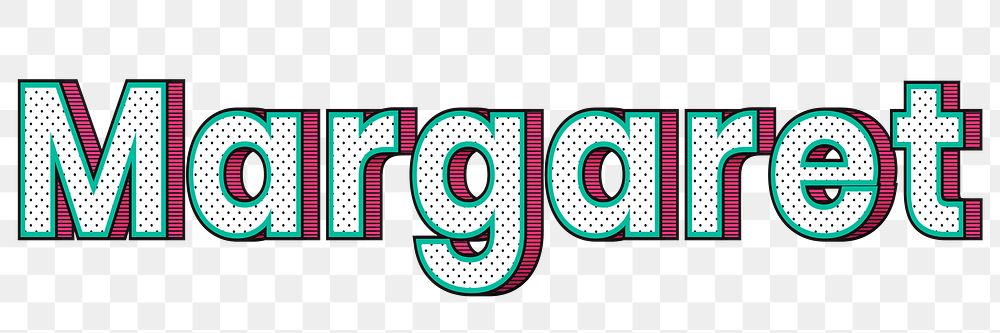 Margaret name png halftone shadow style typography