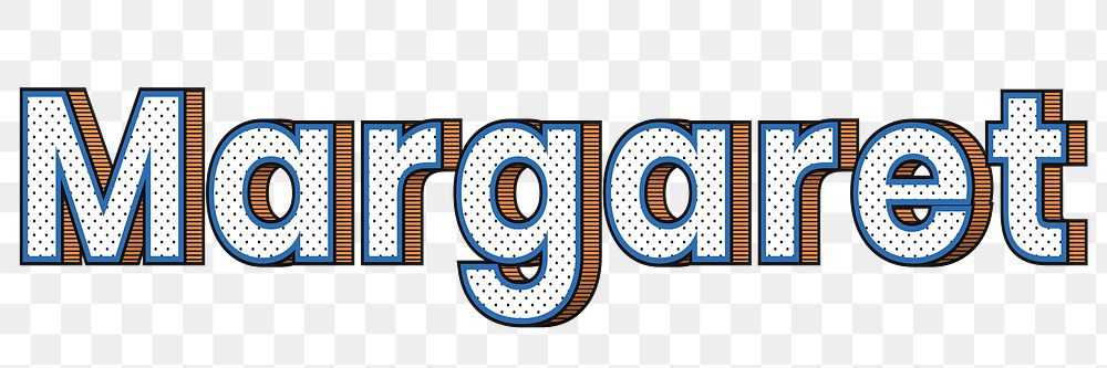 Margaret female name png retro polka dot lettering