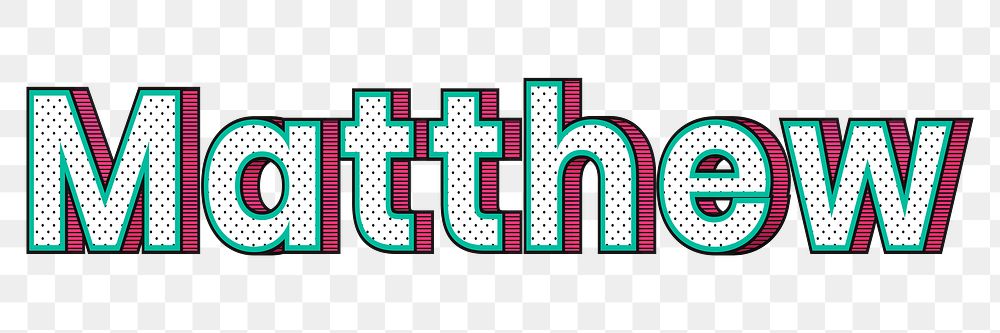 Matthew name png retro dotted style design