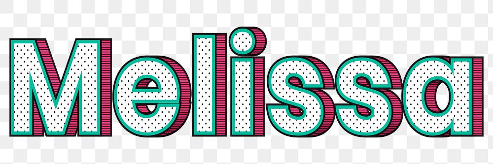 Melissa female name png retro polka dot lettering