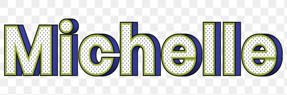 Michelle name png halftone shadow style typography