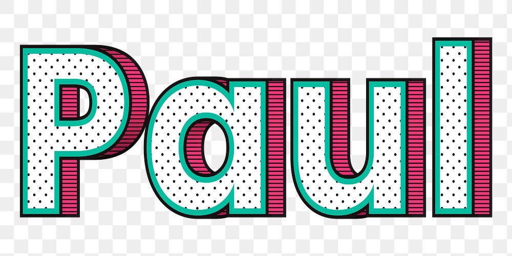 Polka dot Paul png name typography retro