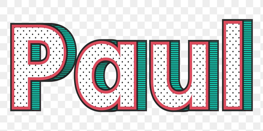 Paul male name png retro polka dot lettering