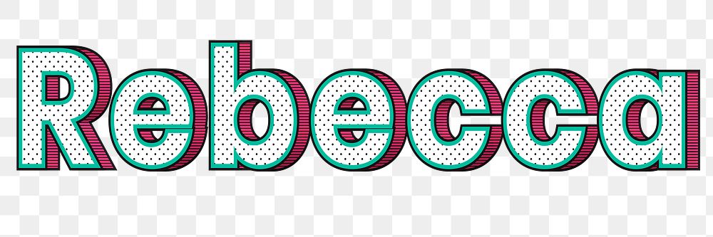 Rebecca name png retro dotted style design