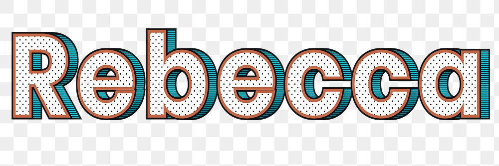 Rebecca female name png retro polka dot lettering