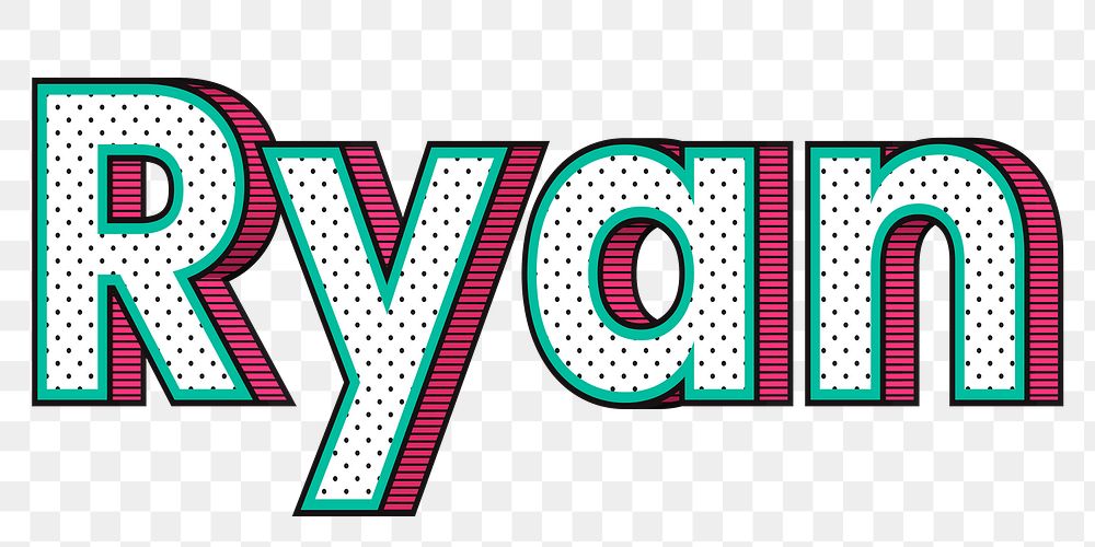 Ryan name png retro dotted style design