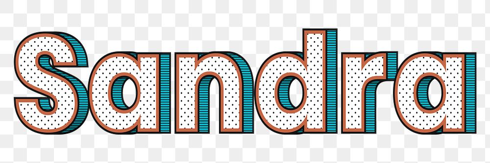 Sandra name png halftone shadow style typography