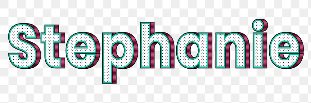 Stephanie female name png retro polka dot lettering