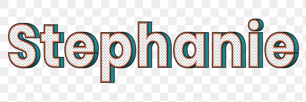 Polka dot Stephanie png name typography retro