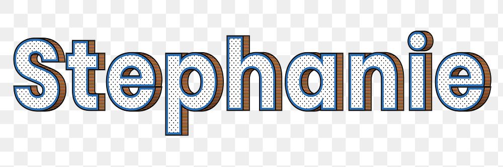 Stephanie name png retro dotted style design