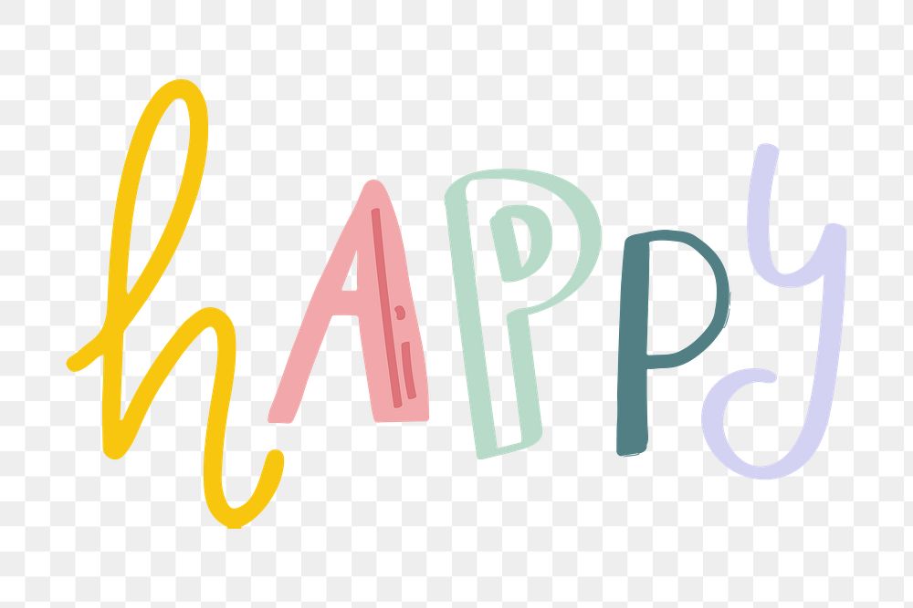 Happy typeface png doodle font hand drawn