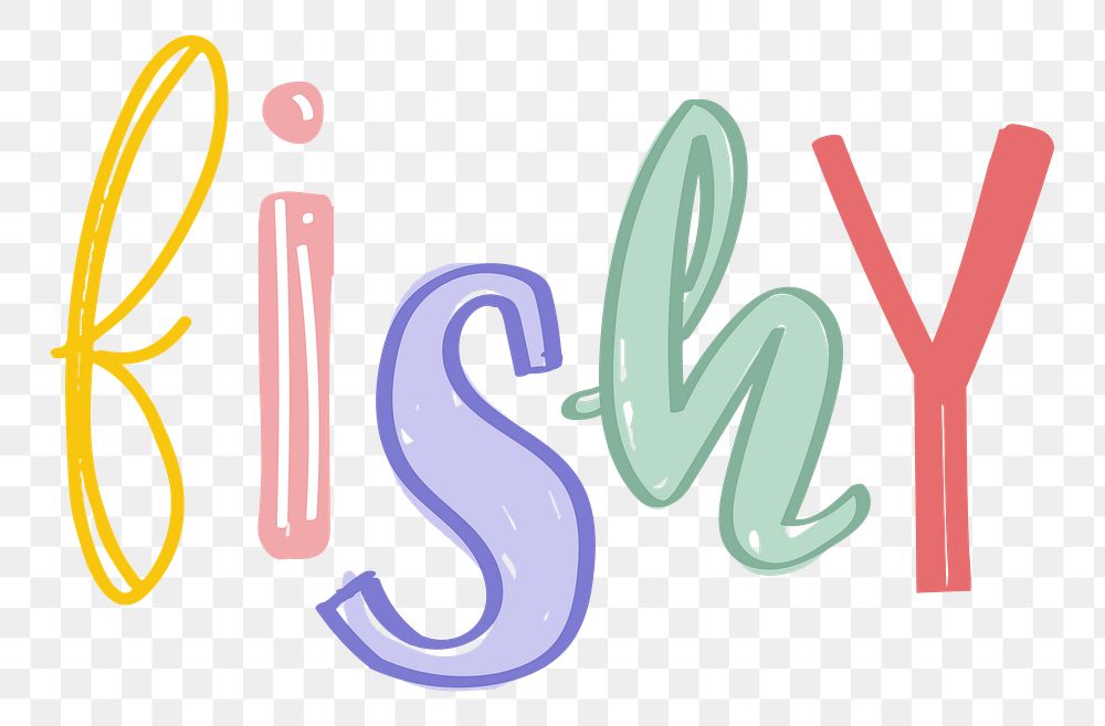 Doodle lettering fishy png typography