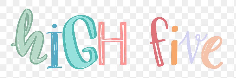 High five text png doodle lettering