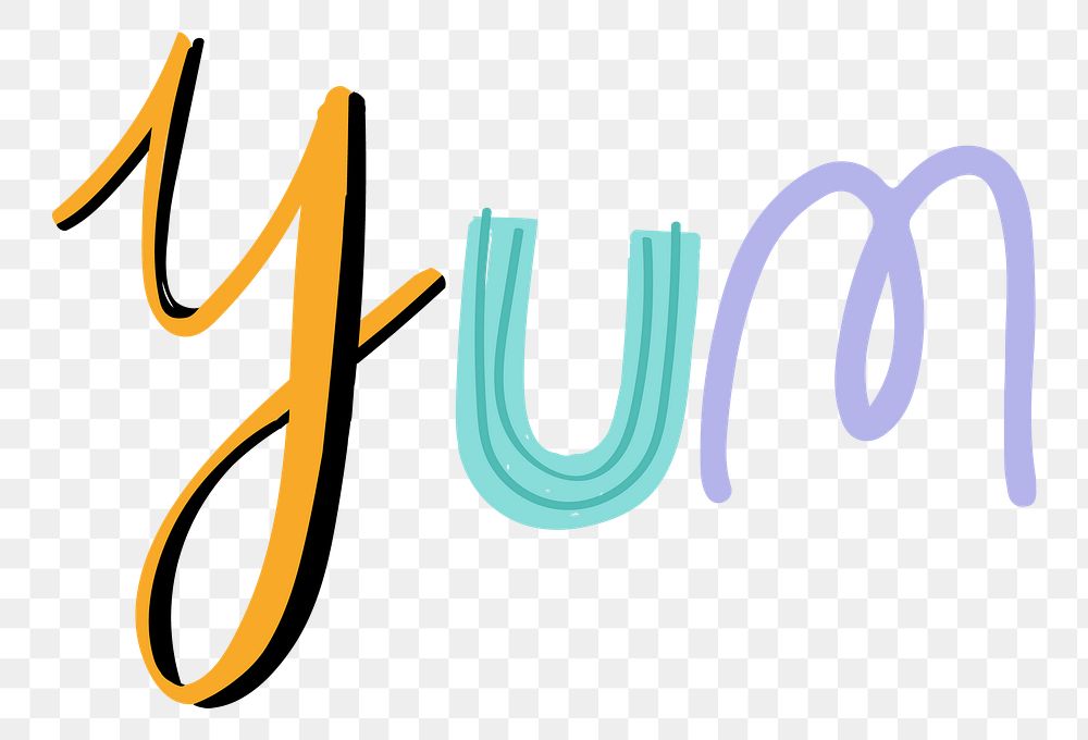 Doodle lettering yum png calligraphy
