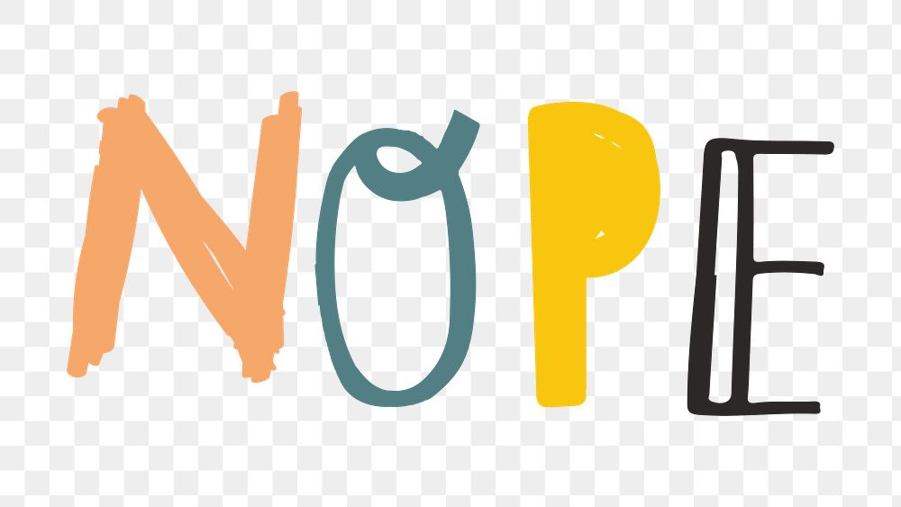 Nope doodle word colorful png clipart